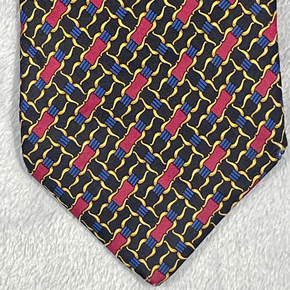 Burberrys Silk Tie London New York Paris Geometric Pattern Made in USA